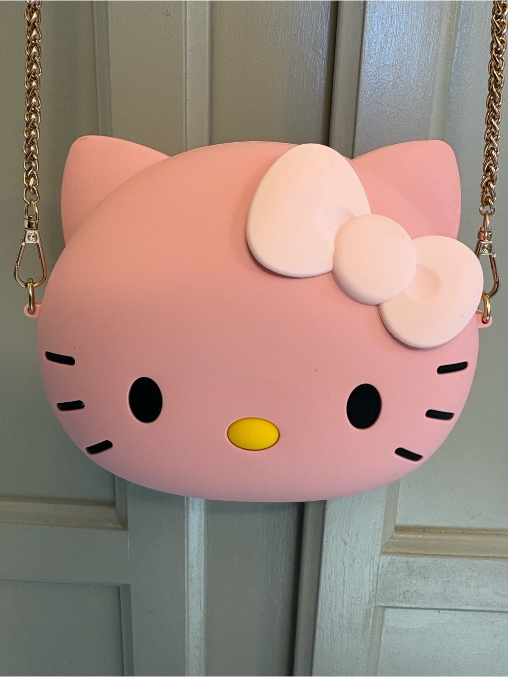 Hello Kitty Pink Silicone Crossbody Bag with Gold Chain